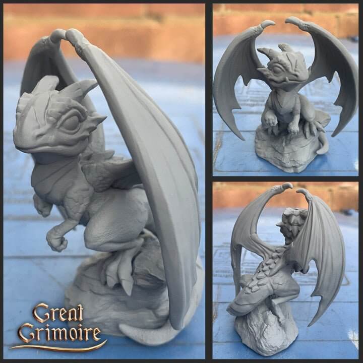 Baby Dragon Great Grimoire - Premium 3D Resin Miniature | Border3D LL - Border3d
