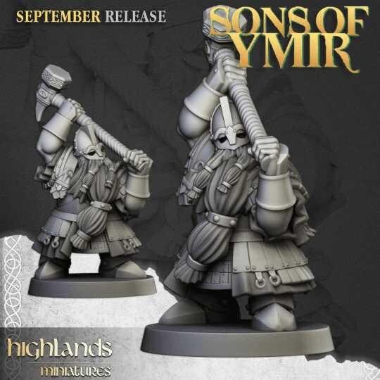 Dwarf Kingsguard Miniature Unit | Elite Royal Guard 32mm 3D Printed DnD RPG Highlands Miniatures - Border3d