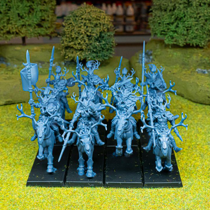 Forest Riders Cavalry Miniatures | Feral Elves Heavy Cavalry 28mm 32mm 3D Printed DnD RPG Wargaming | Highlands Miniatures - Border3d