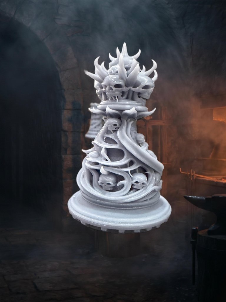 Gothic Skull Chess Set 3D Printed | 32 Piece Dark Fantasy Chess Pieces | DnD Necromancer Decor Gift | 29flo - Border3d
