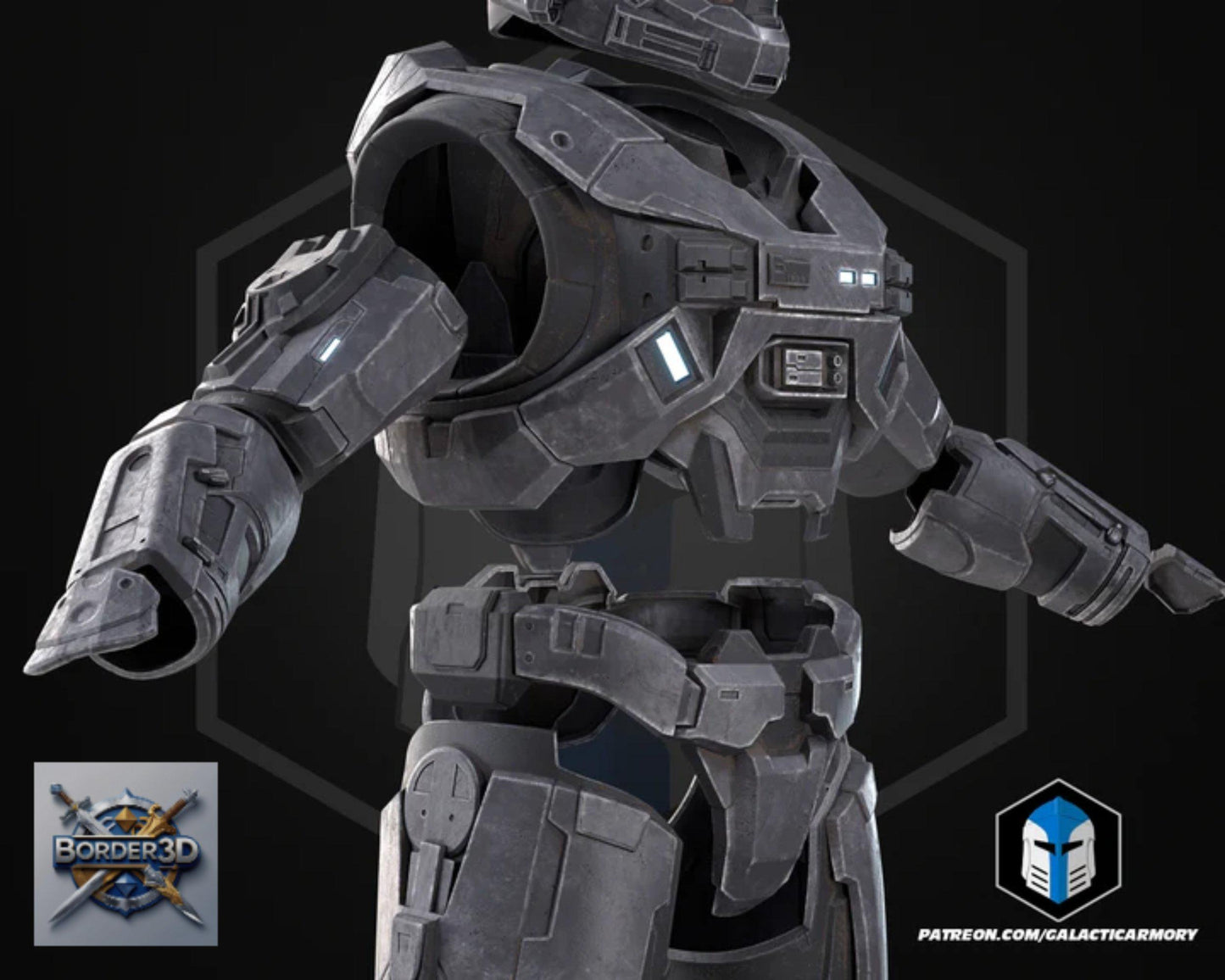 Wearable 3D Printed Lone Wolf Super Soldier Armor Set | Galactic Armory Cosplay PLA Raw
