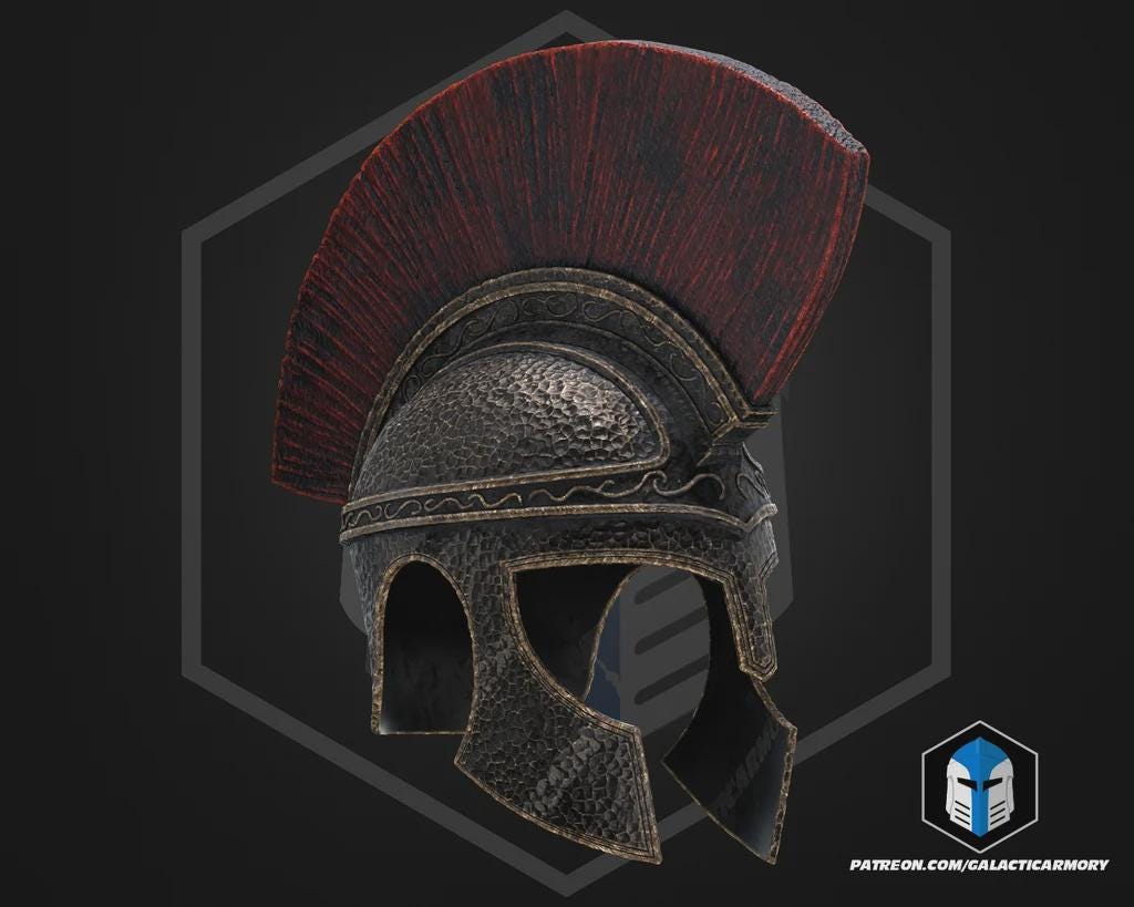 Odysseus Greek Warrior Helmet | Wearable Raw PLA 3D Printed Cosplay Helmet | Ancient Greek Mythology Armor Prop