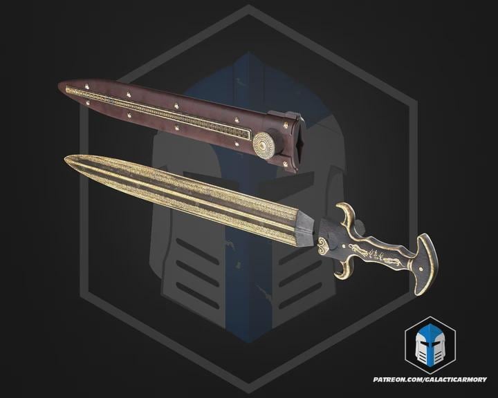 Odysseus Greek Warrior Prop Sword & Sheath | Raw PLA 3D Printed Cosplay Sword | Ancient Greek Mythology Prop
