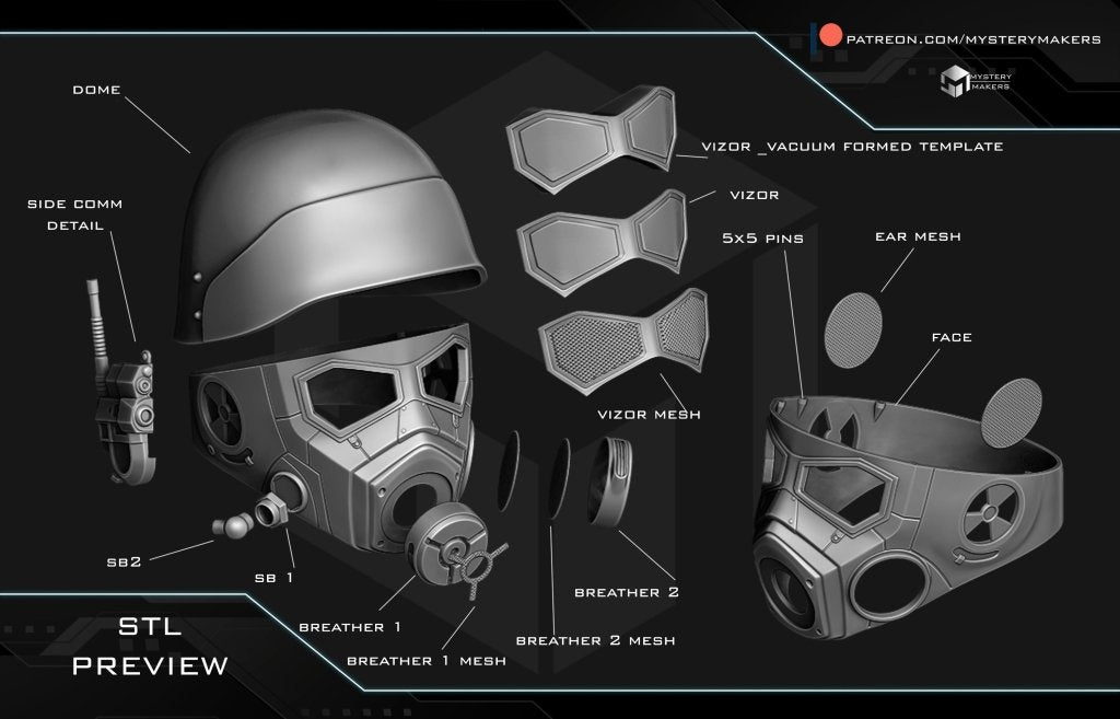Mystery Makers Cosplay Shoulders and Torso 1 (With Helmet) - Border3d