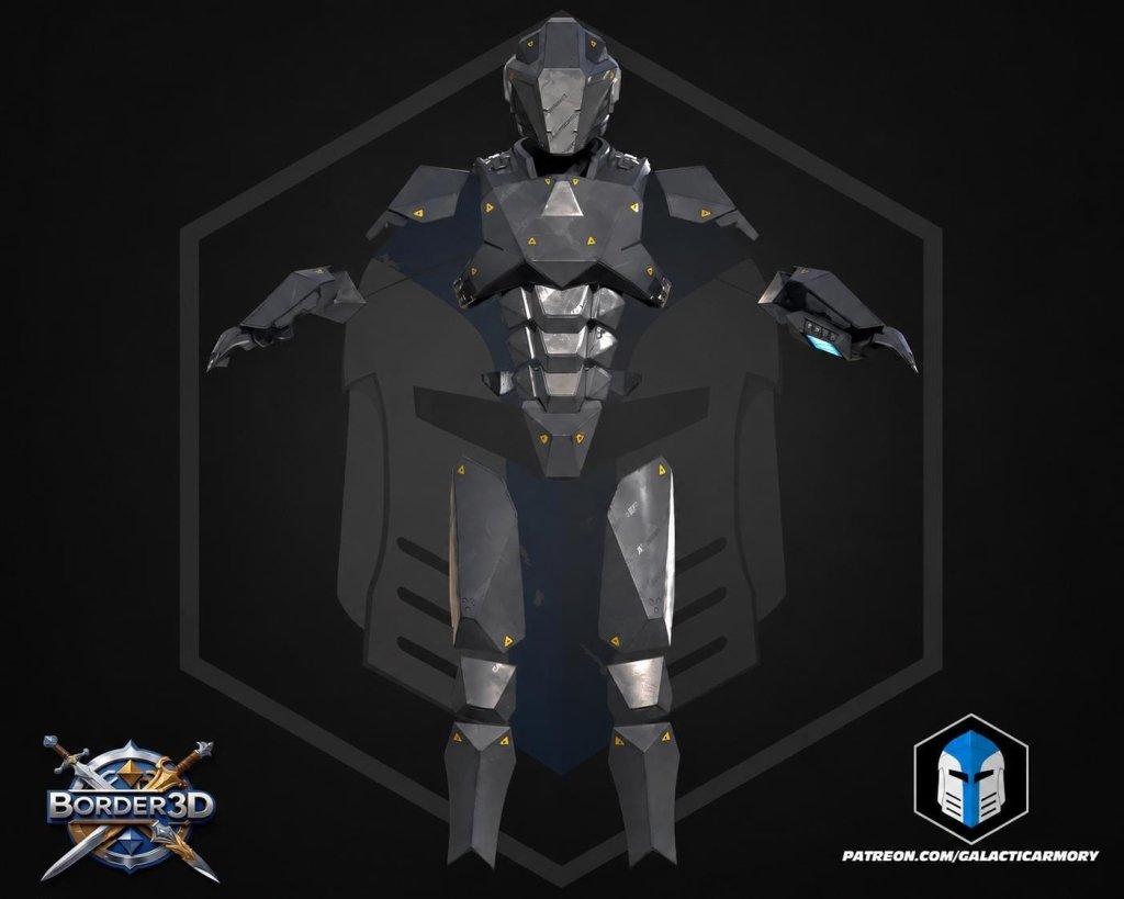 3D Printed Sci-Fi Cosplay Armor Set| Full Body Tactical Suit, Helmet Boots PLA Raw - Border3d