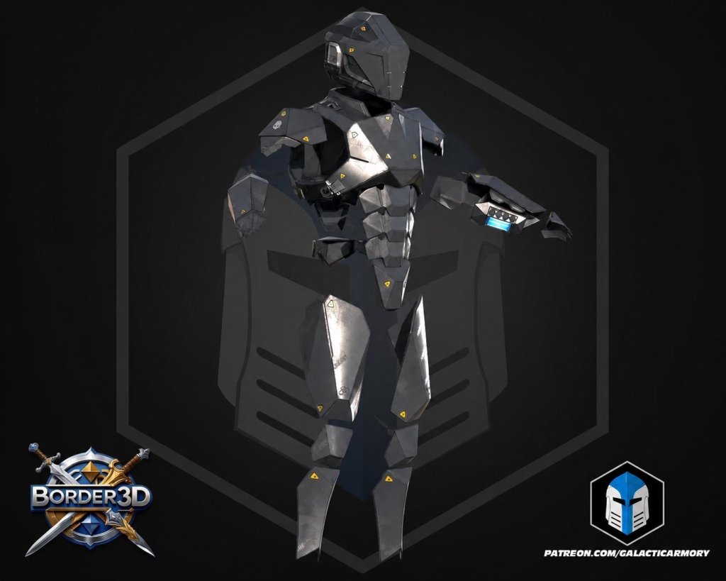 3D Printed Sci-Fi Cosplay Armor Set| Full Body Tactical Suit, Helmet Boots PLA Raw - Border3d