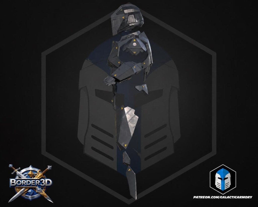 3D Printed Sci-Fi Cosplay Armor Set| Full Body Tactical Suit, Helmet Boots PLA Raw - Border3d
