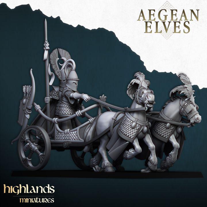 Aegean Elf Chariot 3D Miniature | Highlands Miniatures | 28mm 32mm Resin DnD Fantasy Wargaming - Border3d