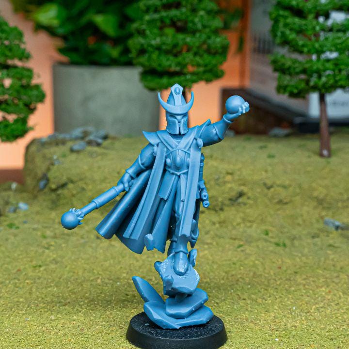 Aegean Elf Mage 3D Miniature | Highlands Miniatures | 32mm Resin DnD Fantasy Spellcaster RPG - Border3d