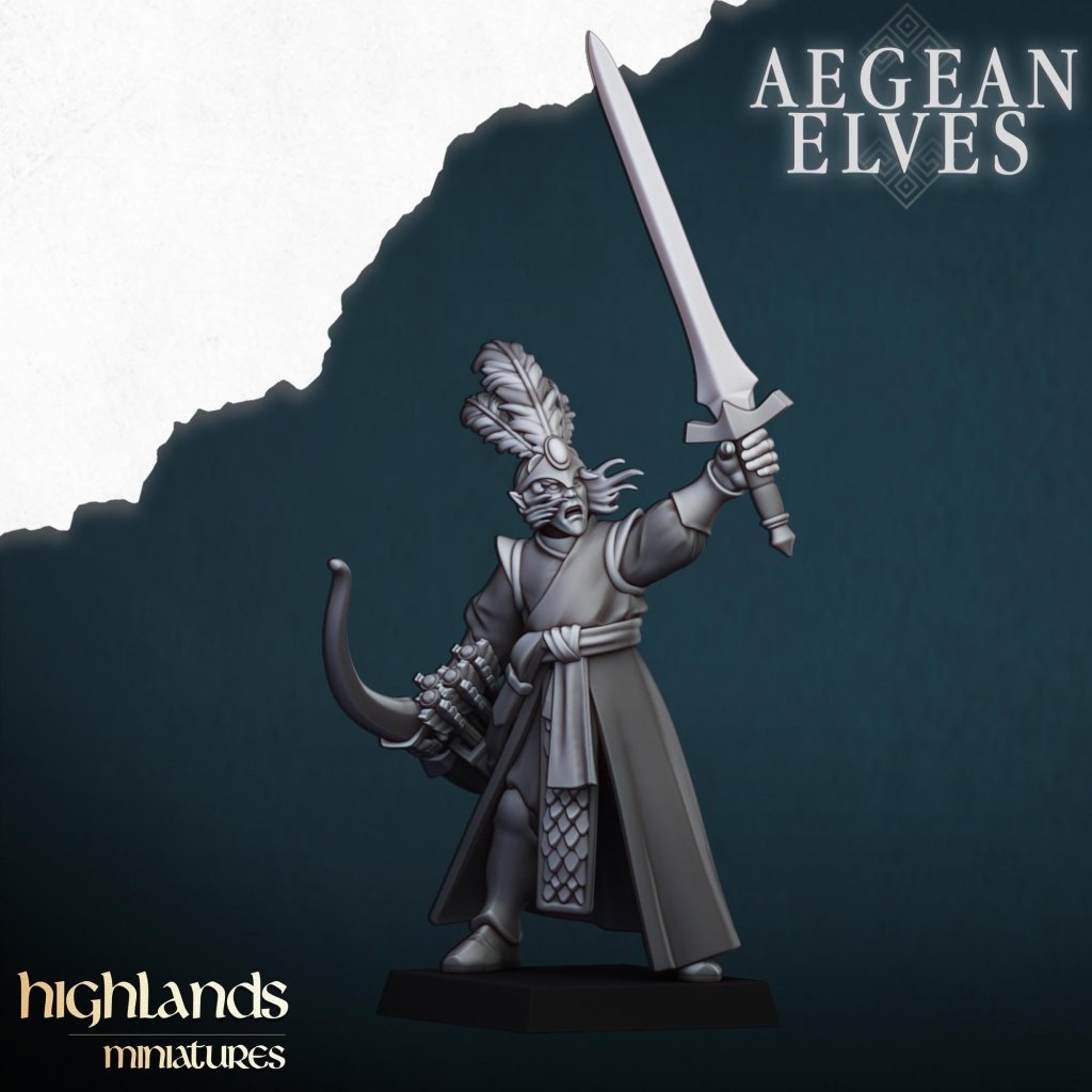 Aegean Elves Archers 3D Miniature | Highlands Miniatures | 32mm Resin DnD Fantasy Wargaming - Border3d