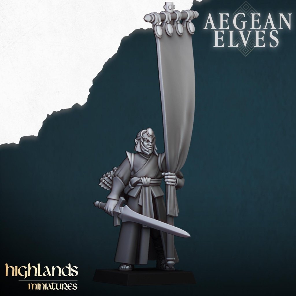 Aegean Elves Archers 3D Miniature | Highlands Miniatures | 32mm Resin DnD Fantasy Wargaming - Border3d