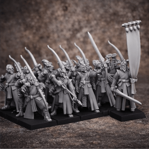 Aegean Elves Archers 3D Miniature | Highlands Miniatures | 32mm Resin DnD Fantasy Wargaming - Border3d