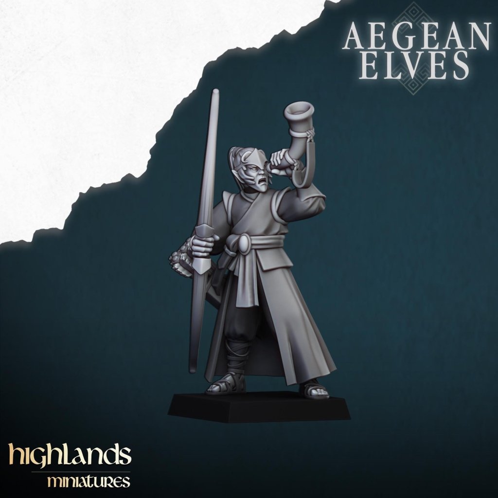 Aegean Elves Archers 3D Miniature | Highlands Miniatures | 32mm Resin DnD Fantasy Wargaming - Border3d