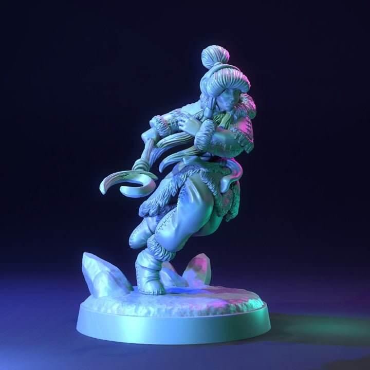 Arctic Druid Shaman 3D Miniature | Dragon Trappers Lodge Frost Caster | 32mm Resin DnD RPG - Border3d
