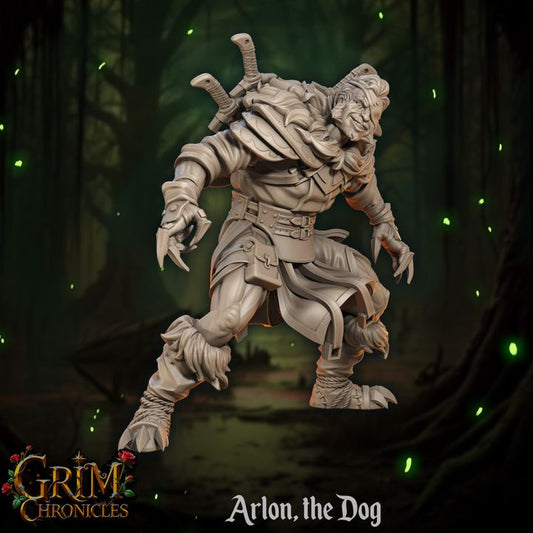 Arlon The Dog Grim Chronicles figure in a dark forest.
