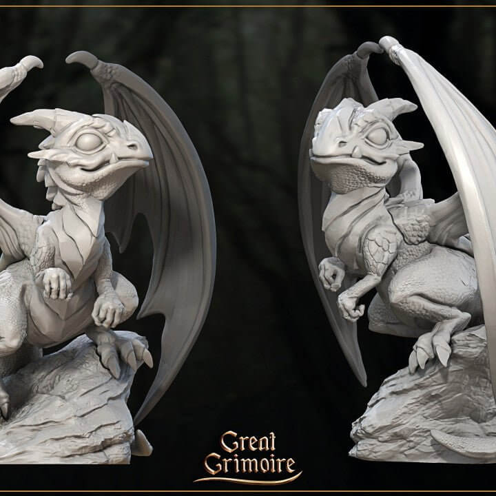 "Baby Dragon Great Grimoire adorable dragon character side angle Border3D LLC"