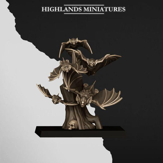 Bat Swarms Miniatures | Spectres of Transilvanya Undead Vampire Bat Set 28mm 32mm 3D Printed DnD RPG | Highlands Miniatures - Border3d