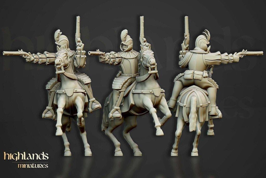 Black Rider Cavalry Miniature | 32mm Dark Undead 3D Printed Wargame Unit - Border3d