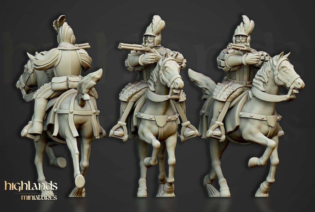 Black Rider Cavalry Miniature | 32mm Dark Undead 3D Printed Wargame Unit - Border3d