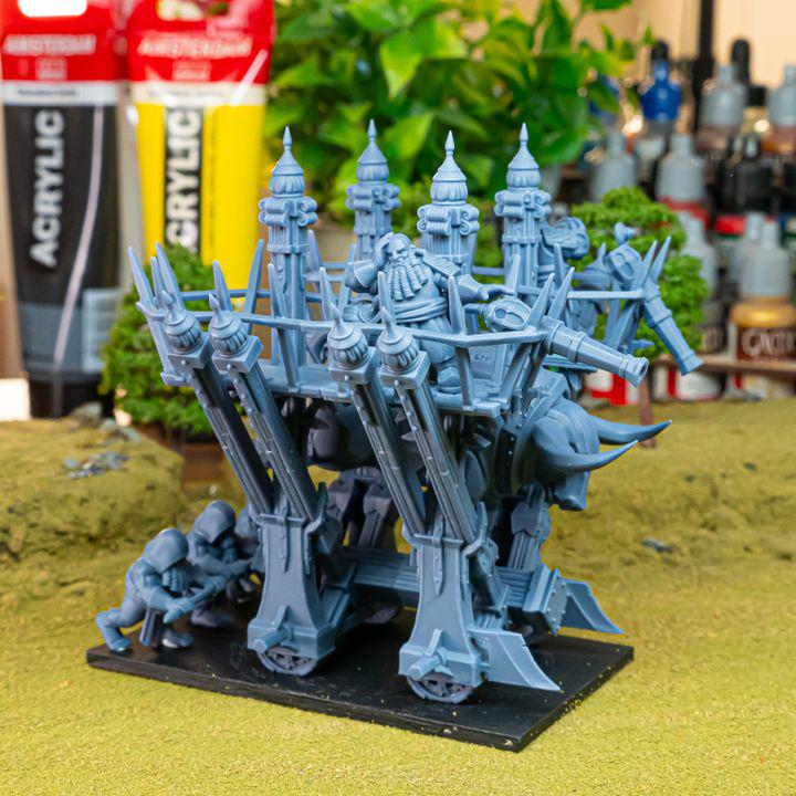 Blazing Icon of Marduk Miniature | Sons of Marduk Rolling Fortress War Machine 28mm 32mm 3D Printed DnD RPG | Highlands Minis - Border3d