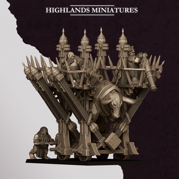 Blazing Icon of Marduk Miniature | Sons of Marduk Rolling Fortress War Machine 28mm 32mm 3D Printed DnD RPG | Highlands Minis - Border3d