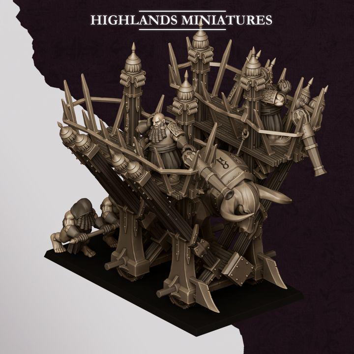 Blazing Icon of Marduk Miniature | Sons of Marduk Rolling Fortress War Machine 28mm 32mm 3D Printed DnD RPG | Highlands Minis - Border3d