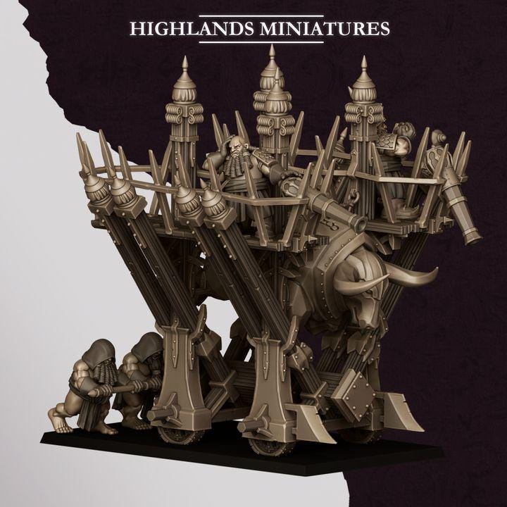 Blazing Icon of Marduk Miniature | Sons of Marduk Rolling Fortress War Machine 28mm 32mm 3D Printed DnD RPG | Highlands Minis - Border3d