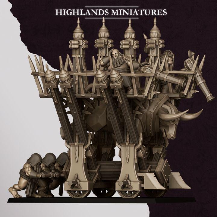 Blazing Icon of Marduk Miniature | Sons of Marduk Rolling Fortress War Machine 28mm 32mm 3D Printed DnD RPG | Highlands Minis - Border3d