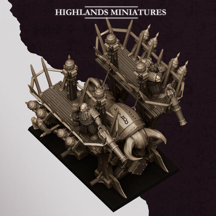 Blazing Icon of Marduk Miniature | Sons of Marduk Rolling Fortress War Machine 28mm 32mm 3D Printed DnD RPG | Highlands Minis - Border3d