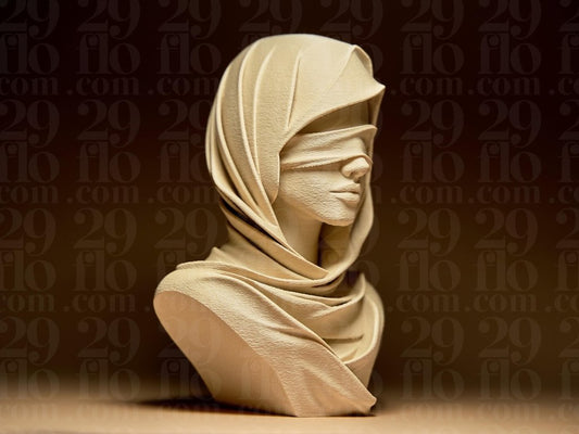 Blindfolded Woman Bust Sculpture | 3D Printed Modern Art Figurine | Home Decor Gift | 29flo - Border3d