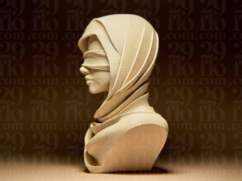 Blindfolded Woman Bust Sculpture | 3D Printed Modern Art Figurine | Home Decor Gift | 29flo - Border3d