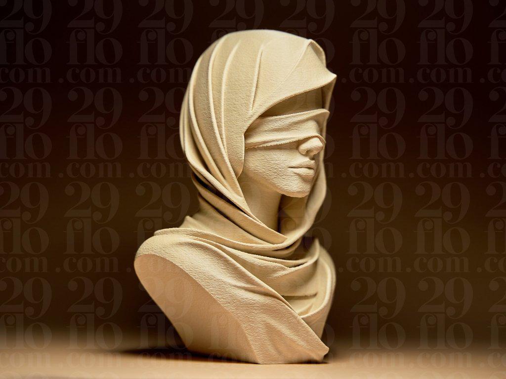 Blindfolded Woman Bust Sculpture | 3D Printed Modern Art Figurine | Home Decor Gift | 29flo - Border3d