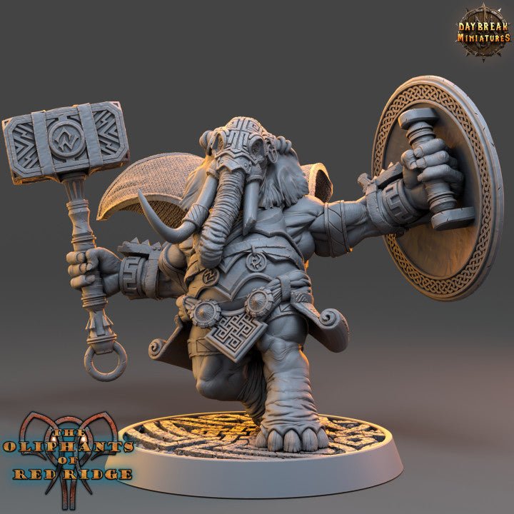 Castor Bonkworth — Loxodon Elephant Warrior Miniature 32mm - Border3d