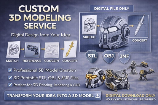 Custom 3D Model Design Service | STL OBJ 3MF File for Cosplay Miniatures Prototypes | Veteran Owned | Made to Order Digital File - Border3d