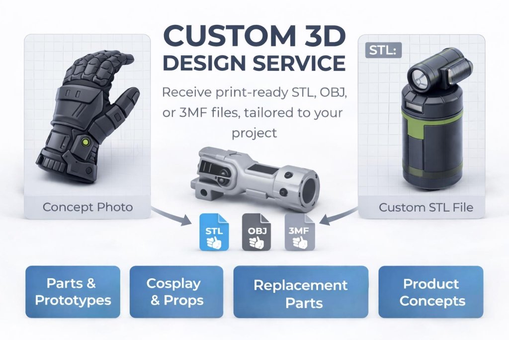 Custom 3D Modeling Service, STL OBJ 3MF File Design (Digital Download) - Border3d