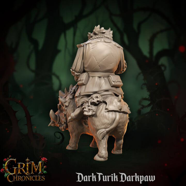 Dark Boarclaw Skyshade Grim Chronicles character figurine in a mystical forest