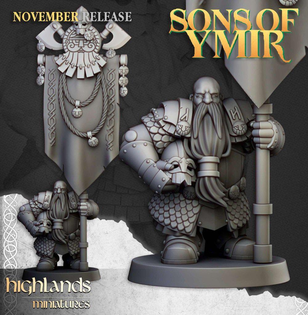 Dwarf Huscarl Miniature | Elite Axe Warrior 32mm Resin DnD RPG Unit - Border3d