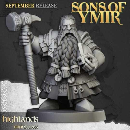 Dwarf Kingsguard Miniature Unit | Elite Royal Guard 32mm 3D Printed DnD RPG Highlands Miniatures - Border3d