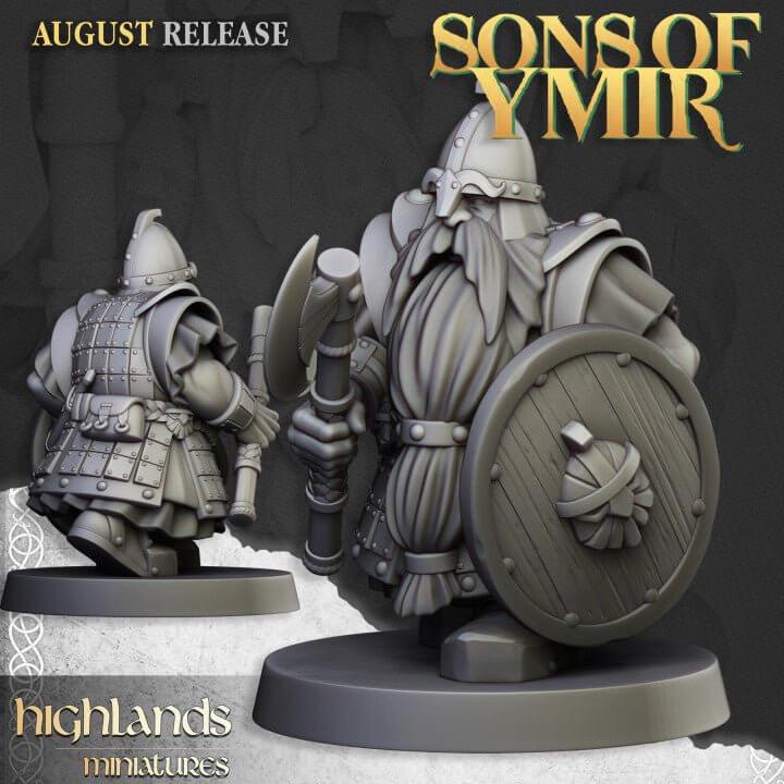 Dwarf Veterans Miniature Unit | Elite Infantry 32mm DnD RPG Wargame Set - Border3d