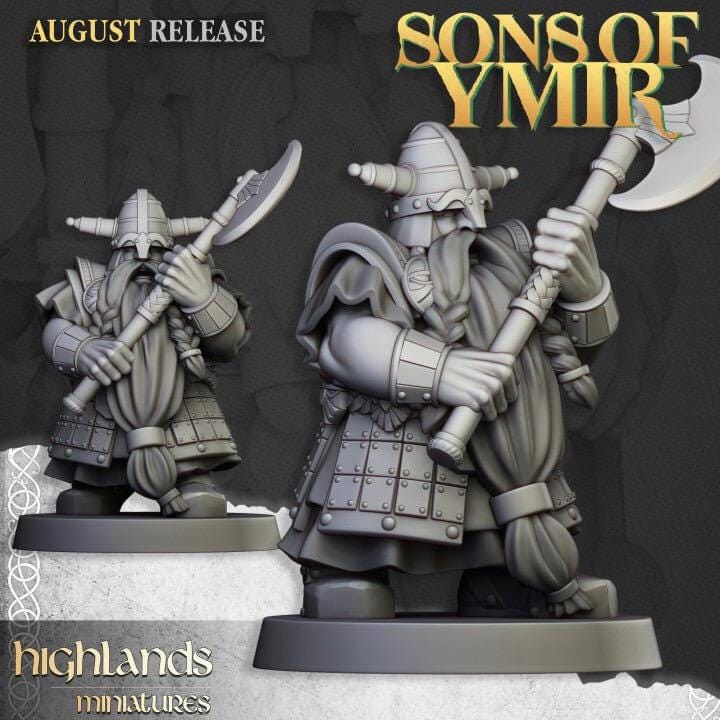 Dwarf Veterans Miniature Unit | Elite Infantry 32mm DnD RPG Wargame Set - Border3d