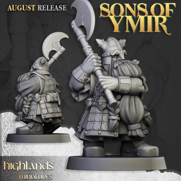 Dwarf Veterans Miniature Unit | Elite Infantry 32mm DnD RPG Wargame Set - Border3d