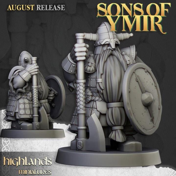 Dwarf Veterans Miniature Unit | Elite Infantry 32mm DnD RPG Wargame Set - Border3d