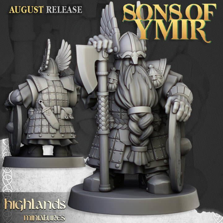 "Highlands Miniatures Dwarf Veterans Unit miniatures back view Border3D LLC"