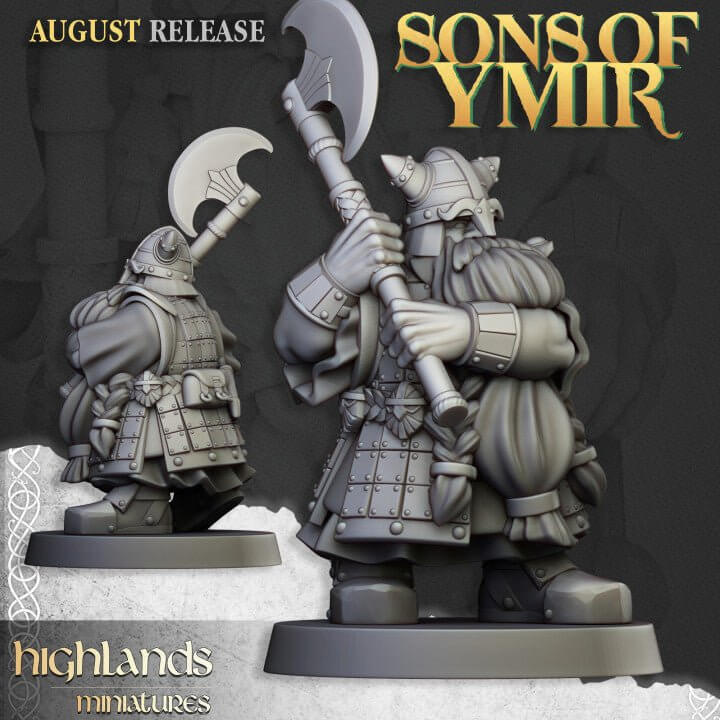 "Highlands Miniatures Dwarf Veterans Unit battle formation display Border3D LLC"