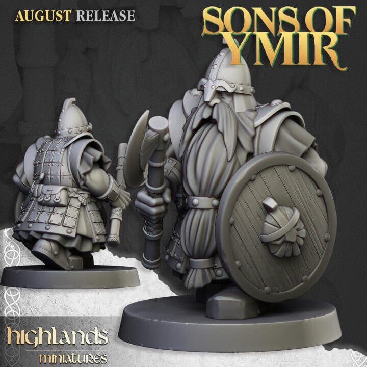 "Highlands Miniatures Dwarf Veterans Unit weapon details miniatures Border3D LLC"