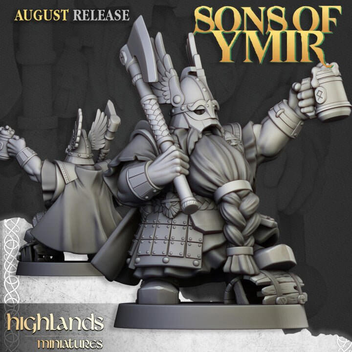 "Highlands Miniatures Dwarf Veterans Unit individual warrior close-up Border3D LLC"