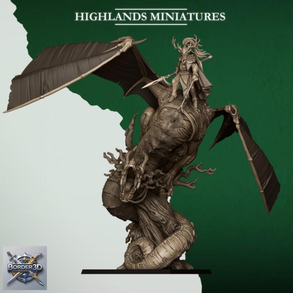 Feral Elf Prince Dragon Rider Miniature | Highlands Miniatures Resin Wargame Model - Border3d
