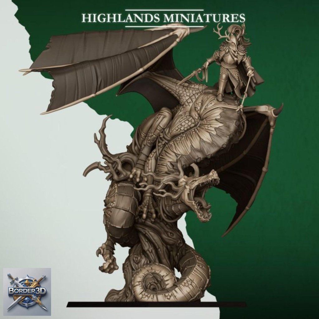 Feral Elf Prince Dragon Rider Miniature | Highlands Miniatures Resin Wargame Model - Border3d