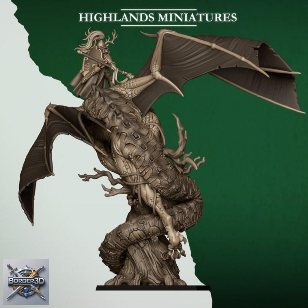 Feral Elf Prince Dragon Rider Miniature | Highlands Miniatures Resin Wargame Model - Border3d
