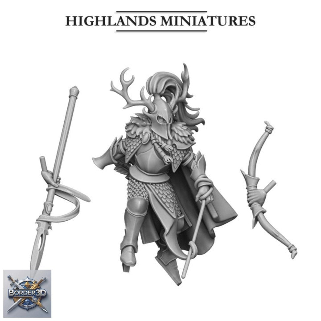 Feral Elf Prince Dragon Rider Miniature | Highlands Miniatures Resin Wargame Model - Border3d